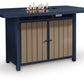 East Beach - Rectangular Bar Table With Fire Pit - Blue