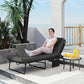 Folding Lounge Chair with 4-level Reclining Back & Cushion, Dark Grey