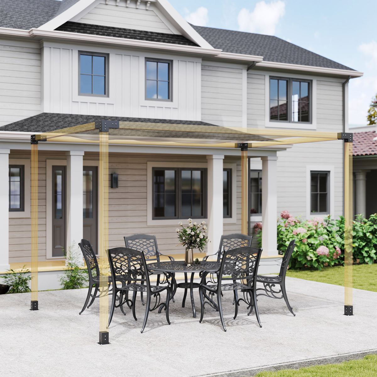 8PCS Pergola Kit, Pergola Brackets with 3-Way & 4-Way Corner Brackets for 4"x4" (Actual 3.6"x3.6") Lumber