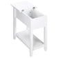 Flip Top End Table with Storage Shelf - White