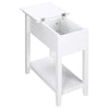 Flip Top End Table with Storage Shelf - White