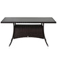 Garden Dining Table, Patio Rattan Dining Table with Glass Top, Storage Shelf for Yard, 59" x 34" x 29", Brown