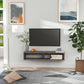 Floating TV Stand Shelf for 50" TVs, Wall Mounted Entertainment Center for Living Room, Bedroom, Media Console with Storage Shelf for Audio, Video, Dark Grey Wood Grain