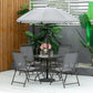 6 Pieces Outdoor Dining Set for 4 with Umbrella Patio Outdoor Furniture Set with Round Table 4 Folding Chairs Grey
