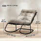 Outdoor Rocking Chair, Oversized Rocking Patio Chair with 25" Extra Wide Mesh Seat and Cushion, Khaki