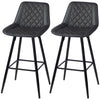 Set of 2 PU Leather Counter Height Bar Stools - Black