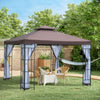 10'x10' Garden Gazebo Patio Canopy Portable Party Event Backyard w/ Mosquito Netting Coffee