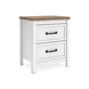 Kerisden - Two Drawer Night Stand - White / Brown