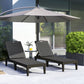 Outdoor Lounge Chair Set of 2, Waterproof Resin Lounge Chairs with 4-Position Adjustable Backrest for Backyard, Black
