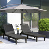 Outdoor Lounge Chair Set of 2, Waterproof Resin Lounge Chairs with 4-Position Adjustable Backrest for Backyard, Black