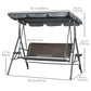 3-Seat Patio Swing Chair, Outdoor Canopy Swing Glider with Adjustable Shade, Grey
