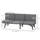3-in-1 3-Seater Outdoor Sofa, Lounge Chair with 5-Position Adjustable Back, Patio Loveseat with Folding Table, Grey