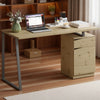 53 Inch Computer Desk, Writing Table with Cabinet, Drawer, Adjustable Shelf for Home Office Study, Natural Wood