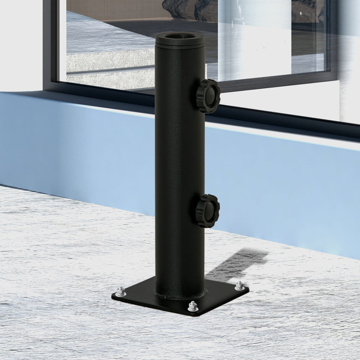 Deck Mount Umbrella Holder, Outdoor Umbrella Base Stand for Deck, Dock, Patios Garden, Pontoon, Black