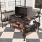 8' x 5' Barbecue Gazebo, 2-Tier BBQ Gazebo with 2 Side Shelves, Storage Basket, Hanging Hooks, Dark Grey