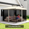 Replacement Mosquito Netting for Gazebo 10' x 10' Black Screen Walls for Canopy with Zippers for Parties and Outdoor Activities, Cream White
