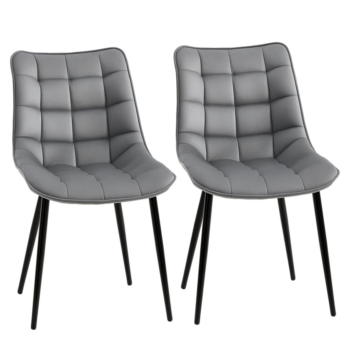 Upholstered Dining Chair Lounge Chair Soft Set of 2 Velvet-Touch Kitchen Reception Living Room Chair with Metal Legs, Grey