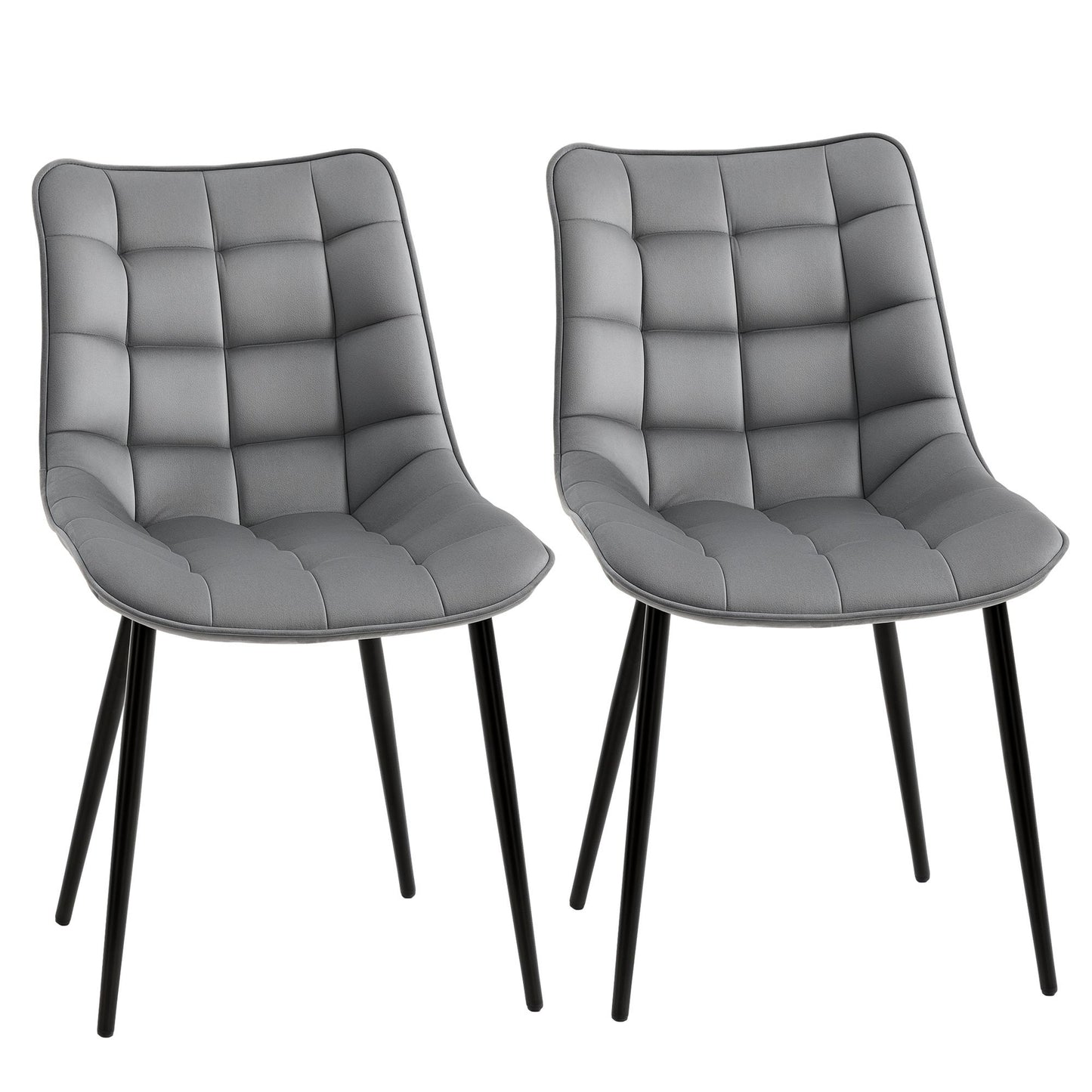 Upholstered Dining Chair Lounge Chair Soft Set of 2 Velvet-Touch Kitchen Reception Living Room Chair with Metal Legs, Grey
