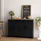 Modern Sideboard Buffet Cabinet, Modern Kitchen Storage Cabinet with 4 Doors Adjustable Shelves, for Dining Room, Black