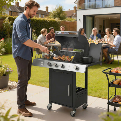 3-Burner Propane Gas Grill with Cast Iron Grates