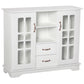 Modern Kitchen Sideboard with 2 Drawers, Coffee Bar Cabinet with Glass Doors Storage Cupboard and Open Shelf, White