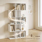 5-Tier Bookshelf, S Shaped Geometric Bookcase with 15 Compartments, White Wood Grain