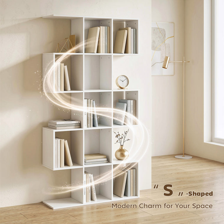 5-Tier S-Shaped Geometric Bookshelf
