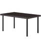Metal Outdoor Side Table, Rectangle Patio Coffee Table with Woodgrain Tabletop for Outside Garden, Brown