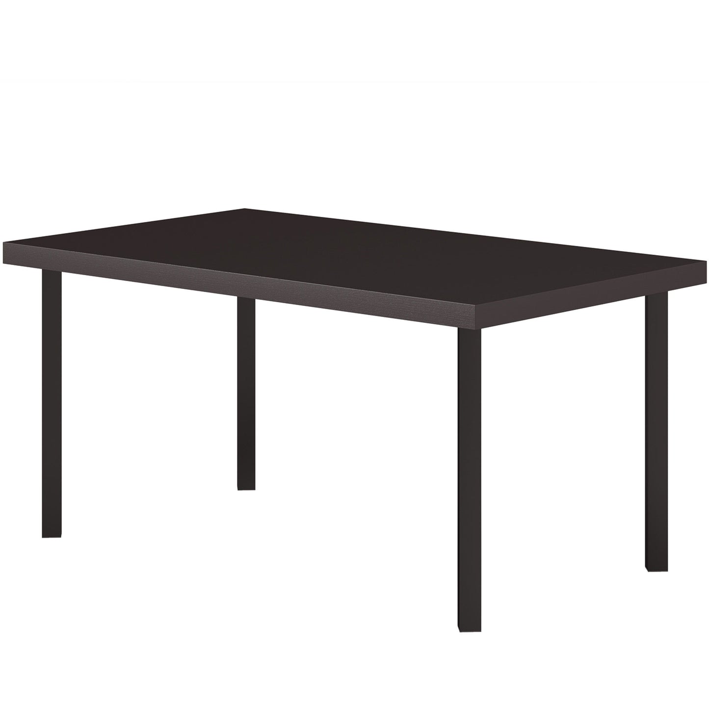 Metal Outdoor Side Table, Rectangle Patio Coffee Table with Woodgrain Tabletop for Outside Garden, Brown