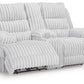 Rhines Falls - Alloy - Double Reclining Power Loveseat With Console - Forward Furniture