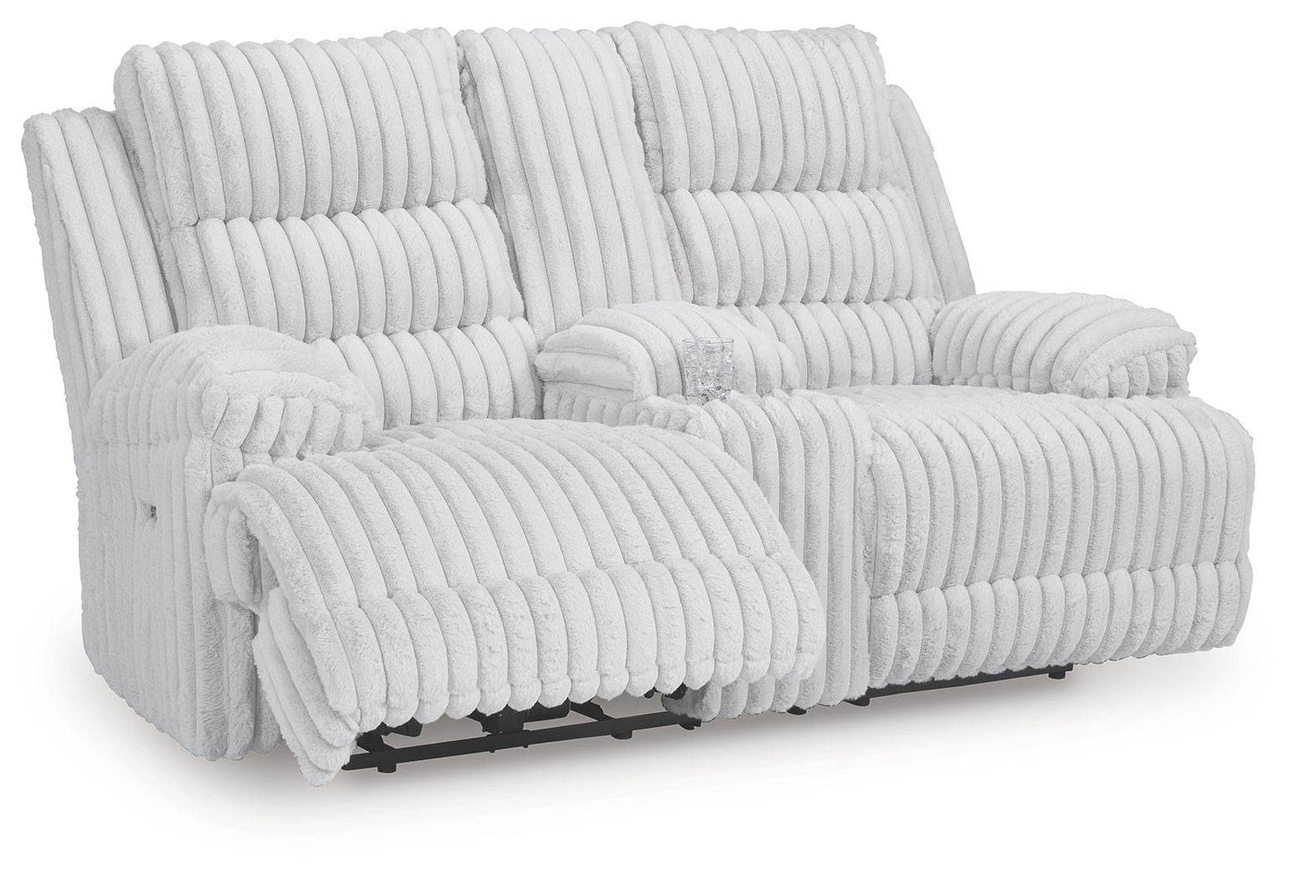 Rhines Falls - Alloy - Double Reclining Power Loveseat With Console - Forward Furniture