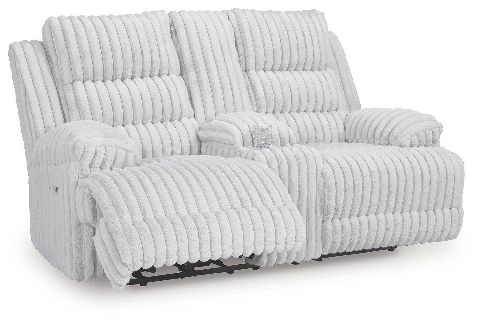 Rhines Falls - Alloy - Double Reclining Power Loveseat With Console - Forward Furniture