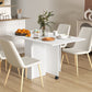Folding Dining Table, 55" Drop Leaf Table for Small Spaces, Foldable Table with Storage Shelves for Kitchen, Dining Room, White