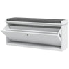 Upholstered Shoe Storage Bench with Flip Drawer - White