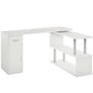 L-Shaped Rotating Computer Desk with Storage - White