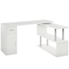 L-Shaped Rotating Computer Desk with Storage - White
