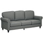 3-Seater Sofa Couch, 81" Modern Upholstered Linen Fabric Sofa with Rubberwood Legs, Nailhead Trim and Rolled Arms for Living Room, Bedroom and Apartment, Grey