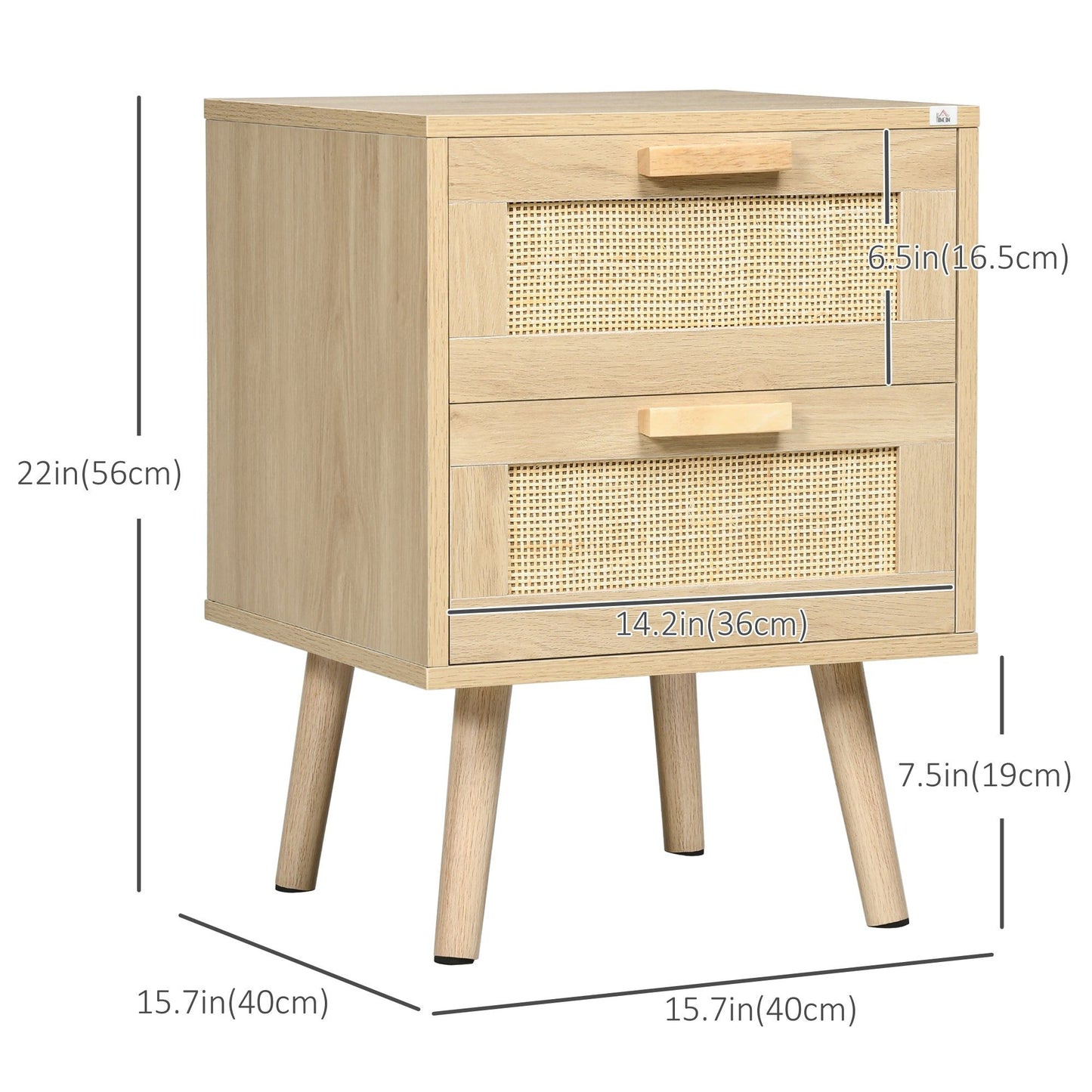 Boho Nightstand Set of 2 with 2 Drawers