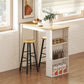 Bar Table Counter Height Dining Table with 3 Storage Shelves for Kitchen, Dining Room, Living Room, White