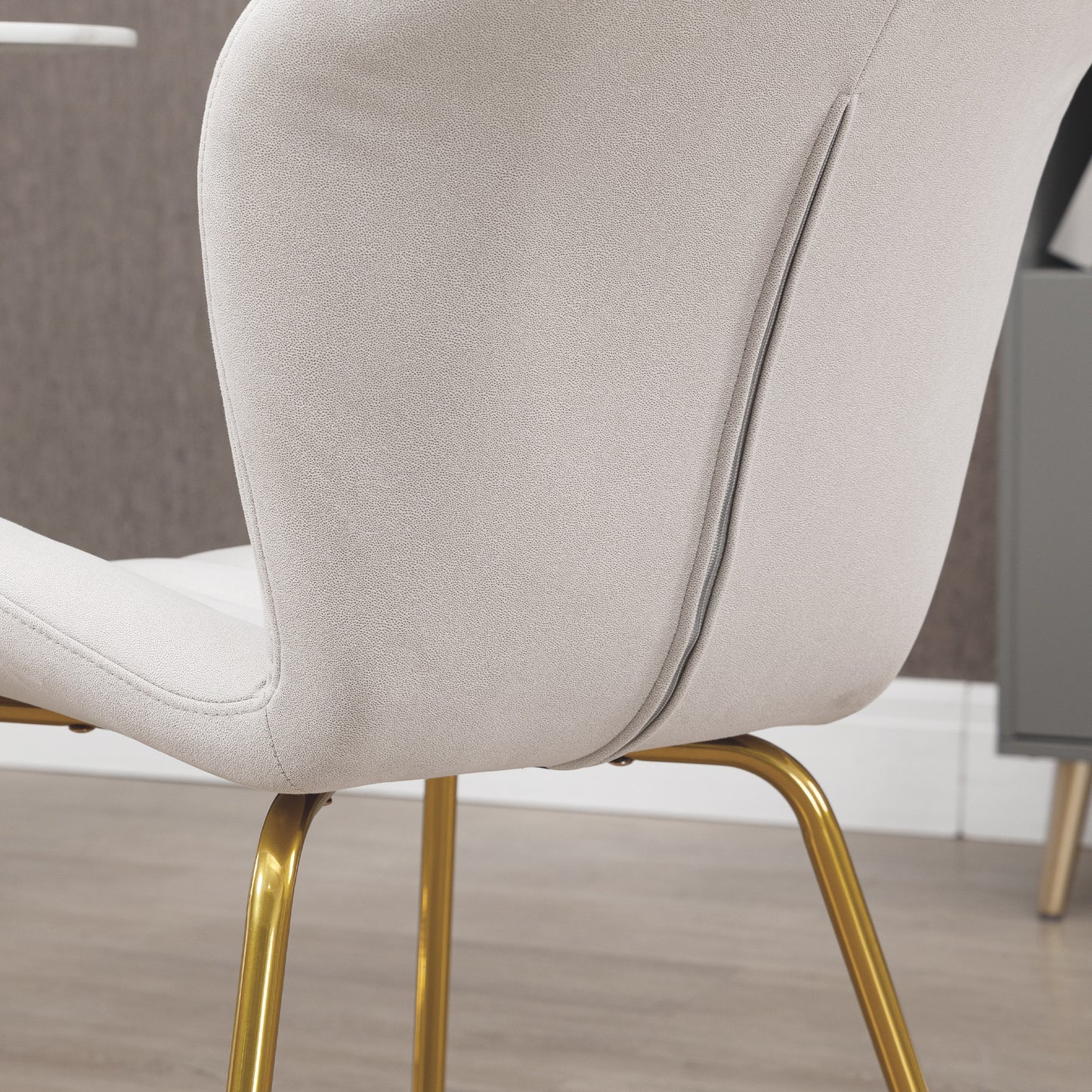 Dining Chairs Set of 4, Modern Accent Chair with Cushioned Backrest, Upholstery for Living Room, Cream White