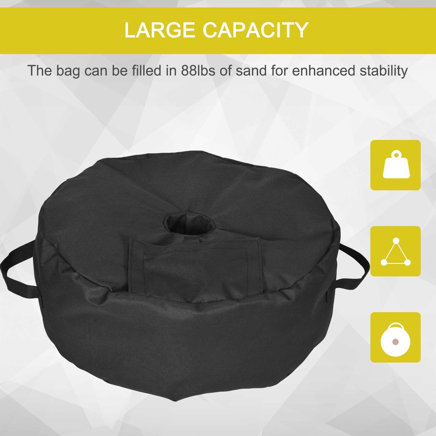 19" Round Patio Umbrella Base Weight Sand Bag Weather Resistant Garden Parasol Weight Base Stand Holder Weights w/ Scoop Up 88lbs Black