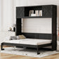 Space-Saving Full Size Murphy Bed with Fold-Down Design, Sturdy Storage Bed with 3 Upper Cabinets, 83" L x 60.5" W x 82" H, Black