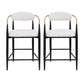 Set of 2 Modern Counter Stools with Iron Frame and Gold Accents, Upholstered Dining Chairs for Kitchen, 23" L x 22" W x 37.5" H, Beige