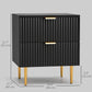 Bedside Table, Modern Nightstand with 2 Drawers, Side End Table with Metal Legs for Living Room, Bedroom, Black