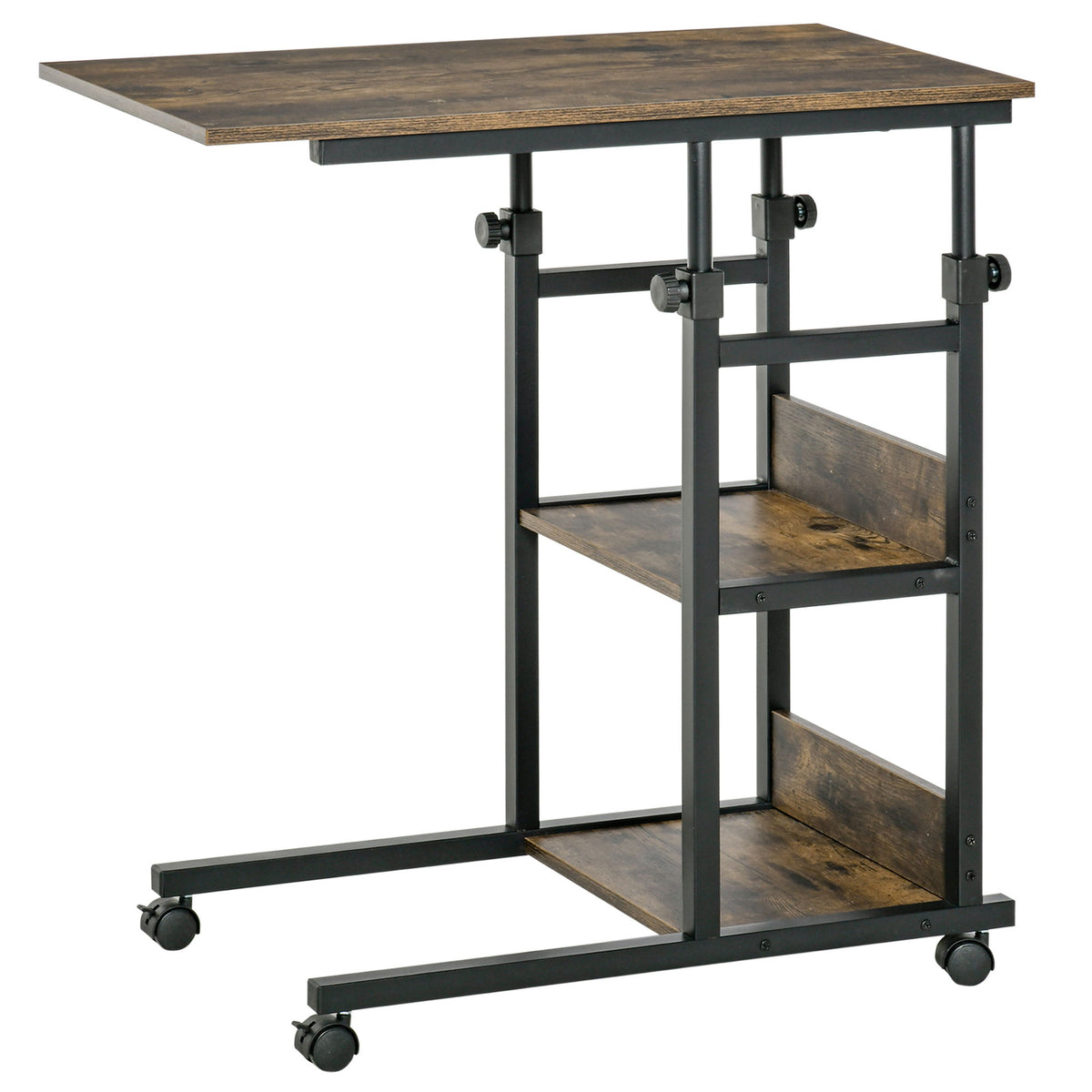 Mobile Standing Desk, Adjustable Height 31.5 inch Stand Up Desk with Wheels for Home Office, Rustic Brown