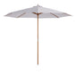 10' x 8' Bamboo Wooden Round Market Patio Sun Umbrella, Garden Parasol, Outdoor Sunshade Canopy, White