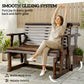 Outdoor Glider Bench, Wooden Glider Chair with 2 Cupholders, Slatted Seat and Armrests, Patio Swing Rocking Loveseat