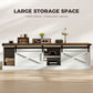TV Stand for TVs up to 65 Inch, Entertainment Center with Shelves, Cabinets, Sliding Barn Doors, Thick Top, White