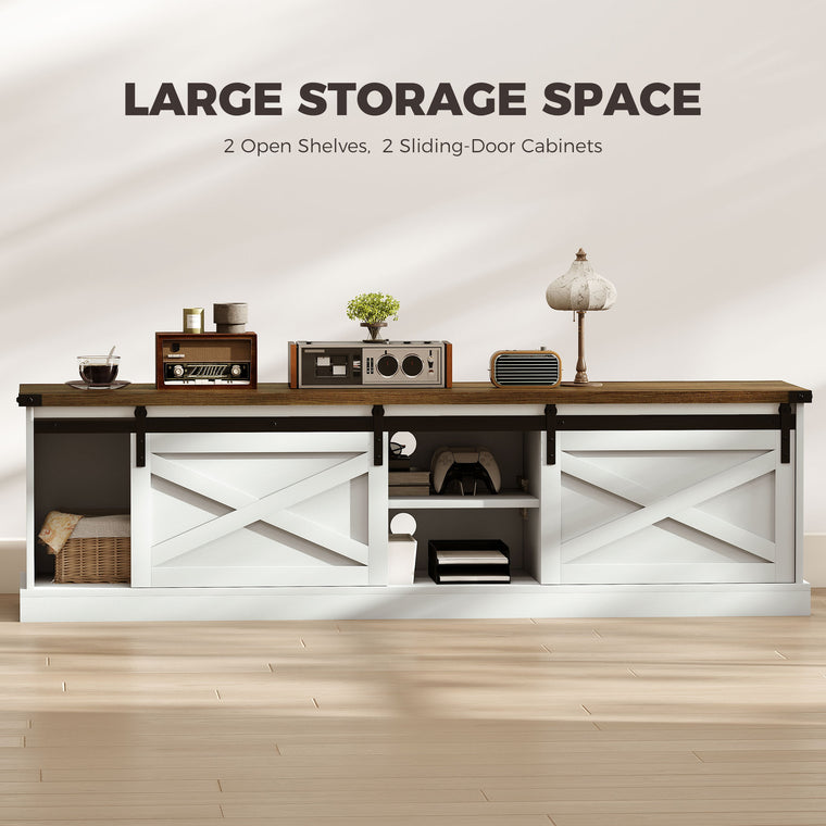 65" TV Stand with Sliding Barn Doors - White