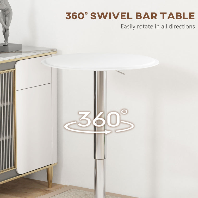 Round Adjustable-Height Bar Table - White